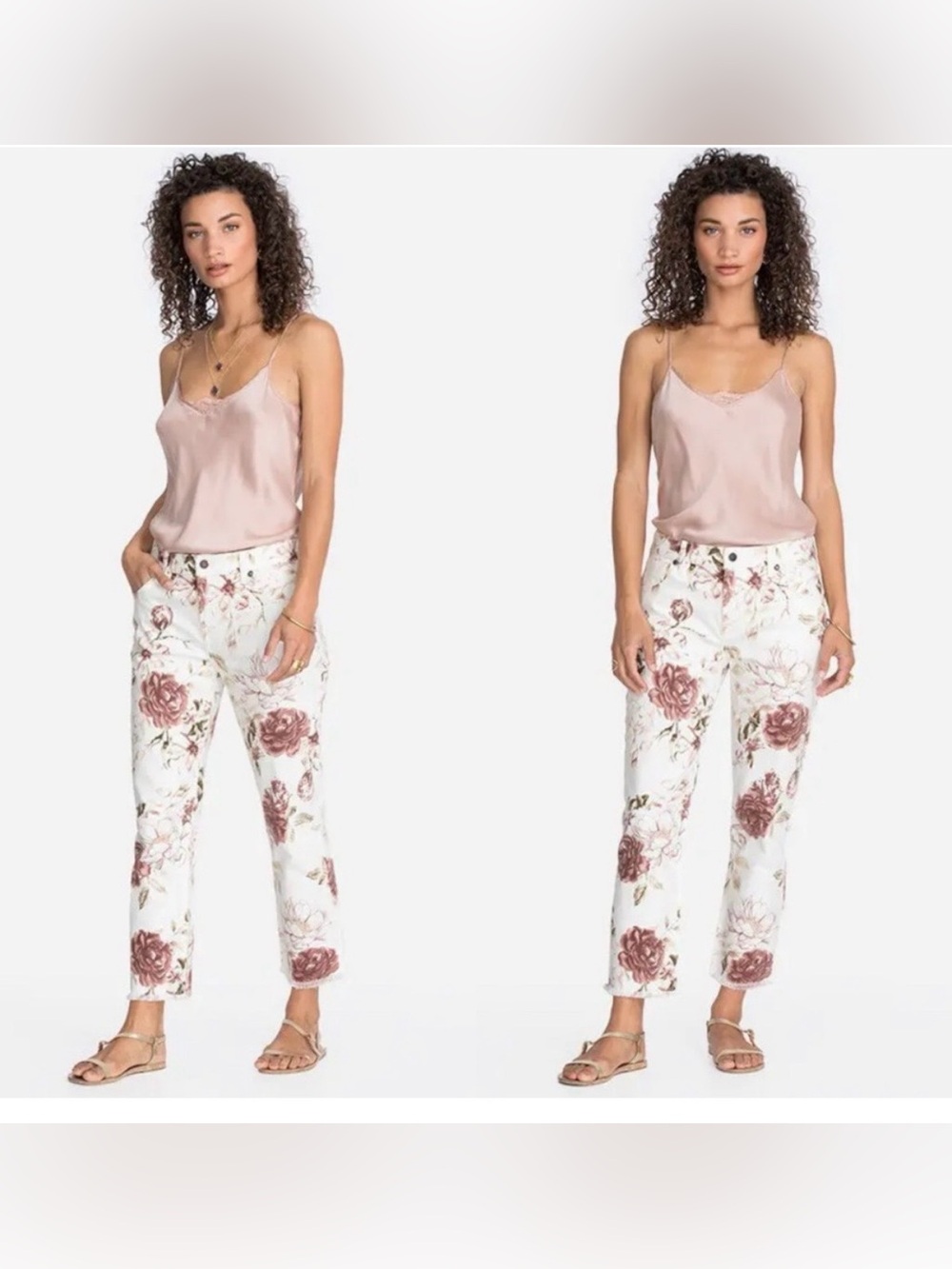 Johnny Was White Cropped Boyfriend Pants, size 28.